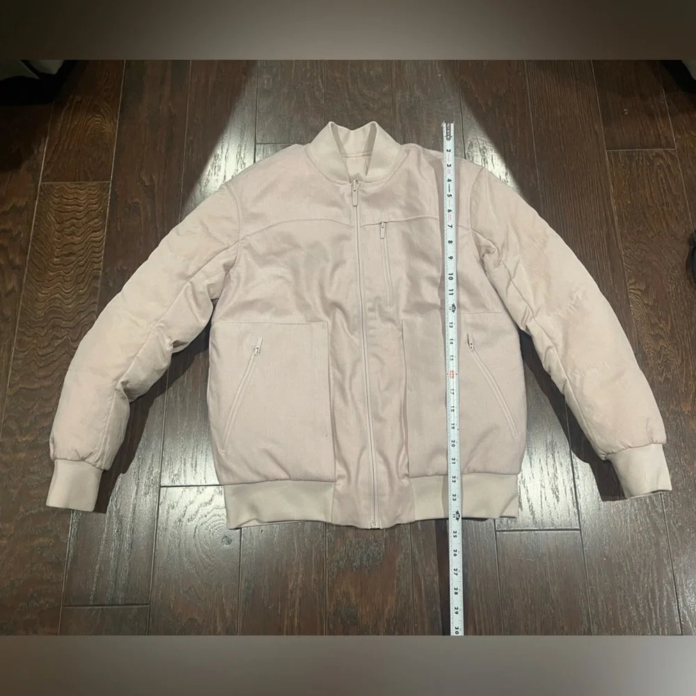 Lululemon Roam Far Reversible Wool Bomber Puff Down Jacket Porcelain Pink Size 6